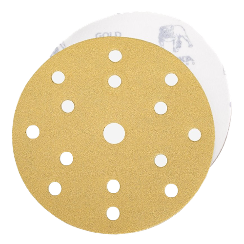 Фото товара "GOLD Шлифовальный бумажный диск, специальный оксид алюминия, 15 отверстий, 150 мм, Р280"