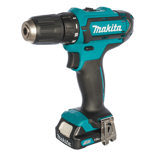 Фото товара "Аккумуляторная дрель-шур Makita DF 331 DWYE 10,8 В, 2х1,5 Ач Li-ion, БЗП10 мм, 0-450/1700 об/мин"