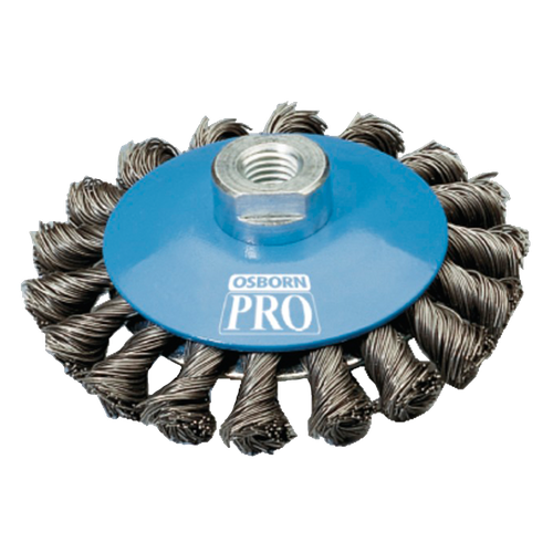 Фото товара "Коническая жгутовая щетка, 100х13хM14, стальная нержавеющая проволока 0,5 мм, PRO"